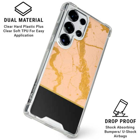 Pink Gold and Black Marble Galaxy S26 Ultra Clear Case