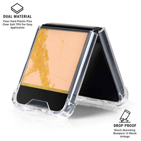 Pink Gold and Black Marble Galaxy Z Flip6 Clear Case