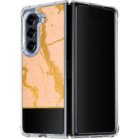 Pink Gold and Black Marble Galaxy Z Fold5 5G Clear Case