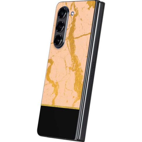 Pink Gold and Black Marble Galaxy Z Fold5 5G Skin