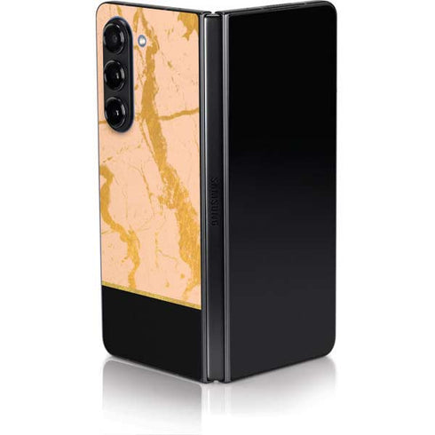 Pink Gold and Black Marble Galaxy Z Fold5 5G Skin