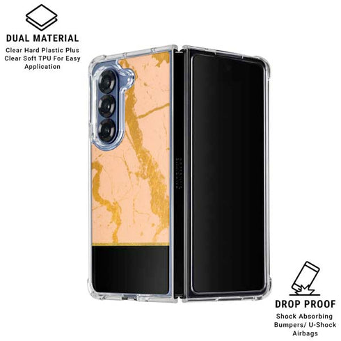 Pink Gold and Black Marble Galaxy Z Fold6 Clear Case