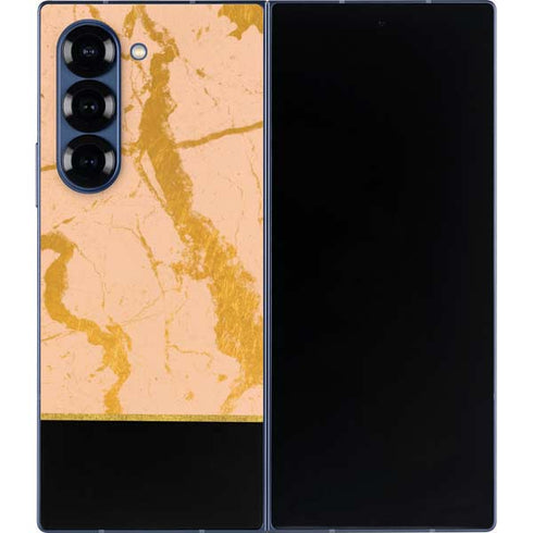 Pink Gold and Black Marble Galaxy Z Fold6 Skin
