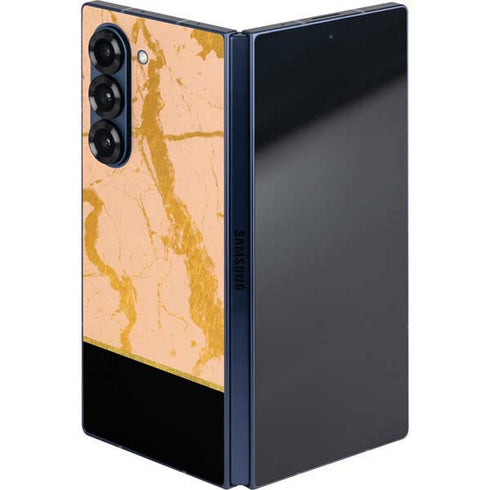 Pink Gold and Black Marble Galaxy Z Fold6 Skin