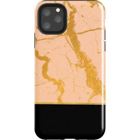 Pink Gold and Black Marble iPhone Cases