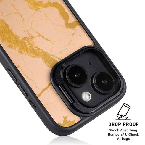 Pink Gold and Black Marble iPhone 13 Kickstand Case