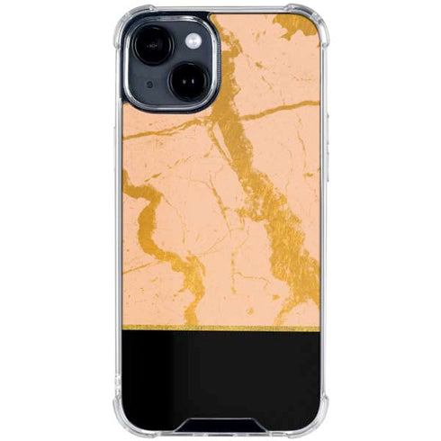 Pink Gold and Black Marble iPhone 15 Clear Case