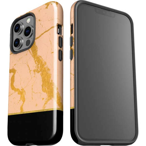 Pink Gold and Black Marble iPhone 15 Pro Impact Case