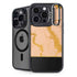 Pink Gold and Black Marble iPhone 15 Pro Kickstand Case