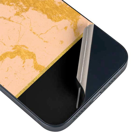 Pink Gold and Black Marble iPhone 15 Skin