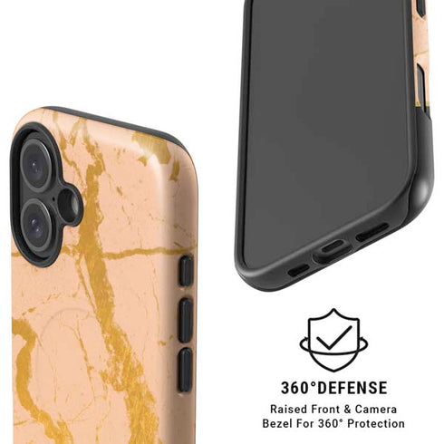 Pink Gold and Black Marble iPhone 16 Plus Magsafe Impact Case