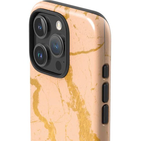 Pink Gold and Black Marble iPhone 16 Pro Impact Case