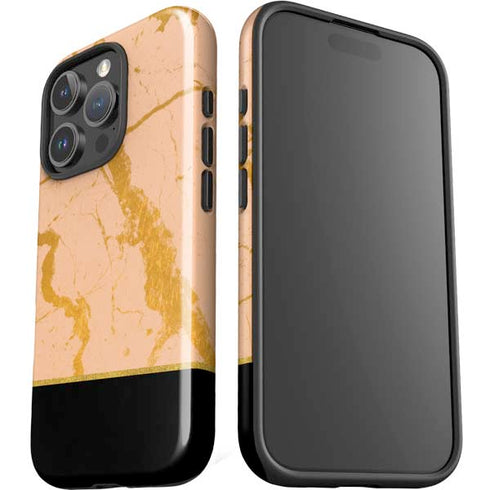 Pink Gold and Black Marble iPhone 16 Pro Impact Case