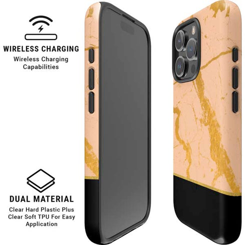 Pink Gold and Black Marble iPhone 16 Pro Magsafe Impact Case