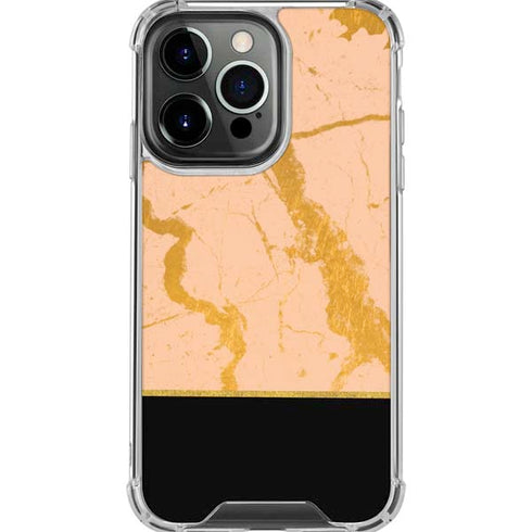 Pink Gold and Black Marble iPhone 16 Pro Max Clear Case