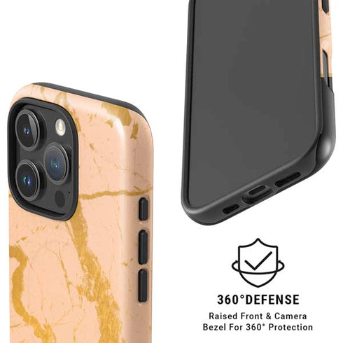 Pink Gold and Black Marble iPhone 16 Pro Max Magsafe Impact Case