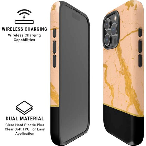 Pink Gold and Black Marble iPhone 16 Pro Max Magsafe Impact Case