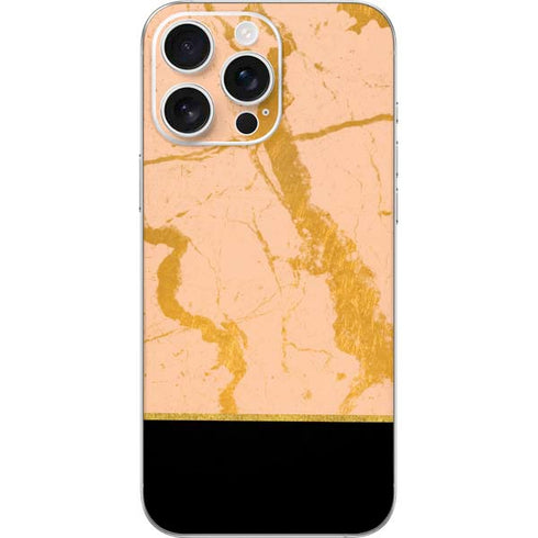 Pink Gold and Black Marble iPhone 16 Pro Max Skin