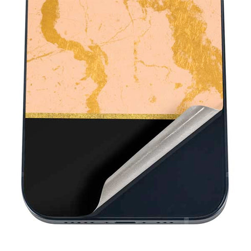 Pink Gold and Black Marble iPhone 16 Skin