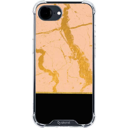 Pink Gold and Black Marble iPhone 16e Clear Case