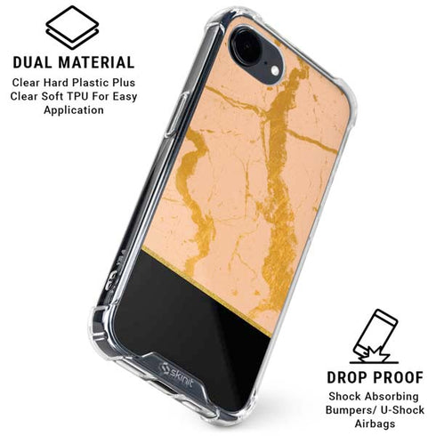 Pink Gold and Black Marble iPhone 16e Clear Case