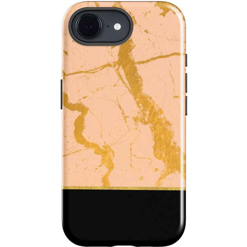 Pink Gold and Black Marble iPhone 16e Impact Case