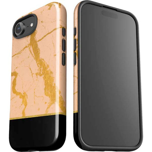 Pink Gold and Black Marble iPhone 16e Impact Case