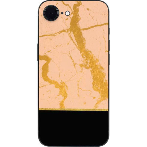 Pink Gold and Black Marble iPhone 16e Skin