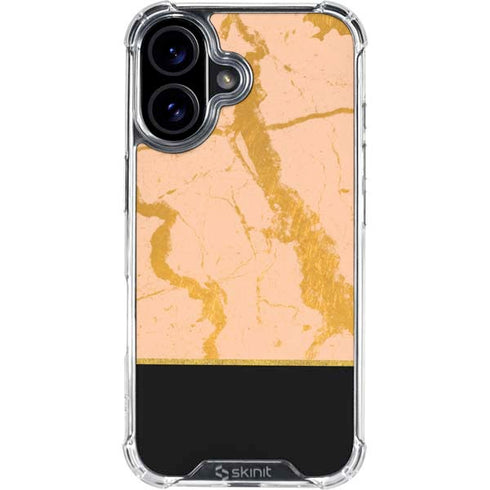 Pink Gold and Black Marble iPhone 17 Clear Case