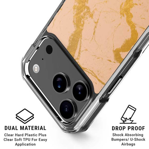 Pink Gold and Black Marble iPhone 18 Pro Clear Case