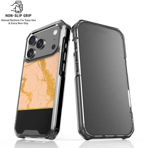 Pink Gold and Black Marble iPhone 18 Pro Clear Case