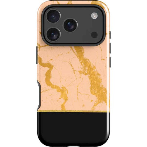 Pink Gold and Black Marble iPhone 18 Pro Impact Case