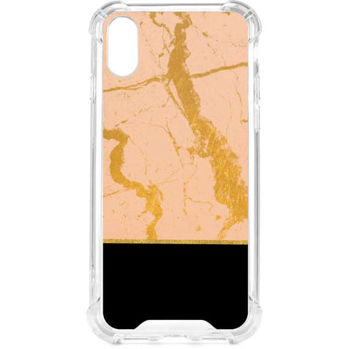 Pink Gold and Black Marble iPhone XS Clear Case