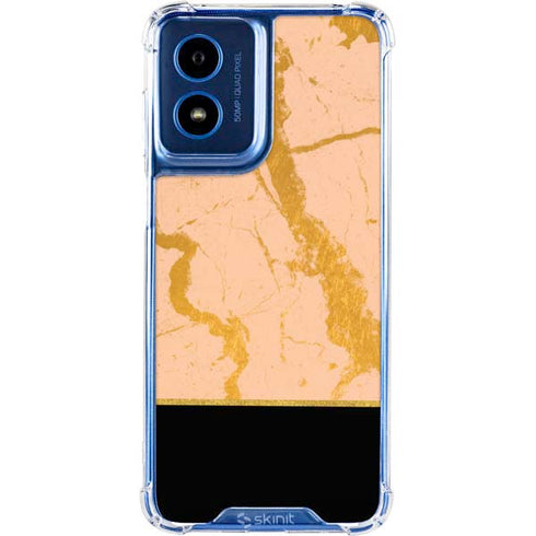 Pink Gold and Black Marble Moto G 5G (2024) Clear Case