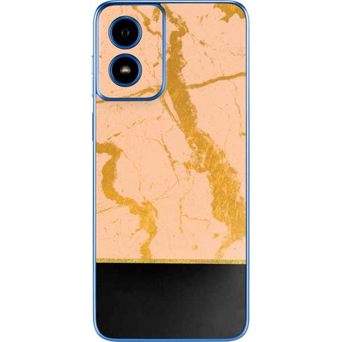 Pink Gold and Black Marble Moto G Play 4G (2024) Skin