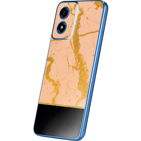 Pink Gold and Black Marble Moto G Play 4G (2024) Skin
