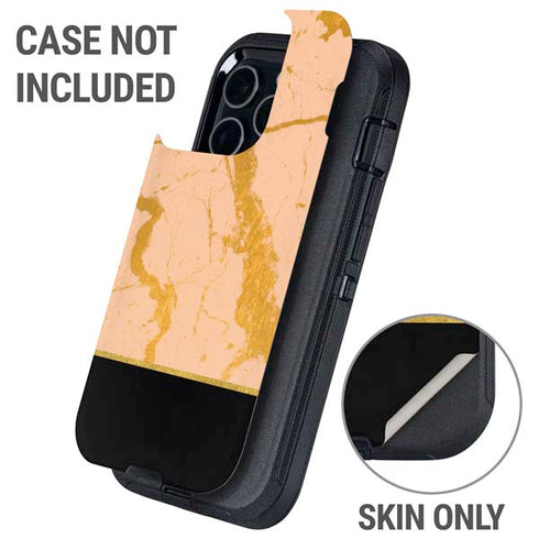 Pink Gold and Black Marble Otterbox Defender iPhone Skin