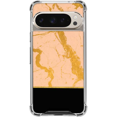 Pink Gold and Black Marble Pixel 9 Pro XL Clear Case