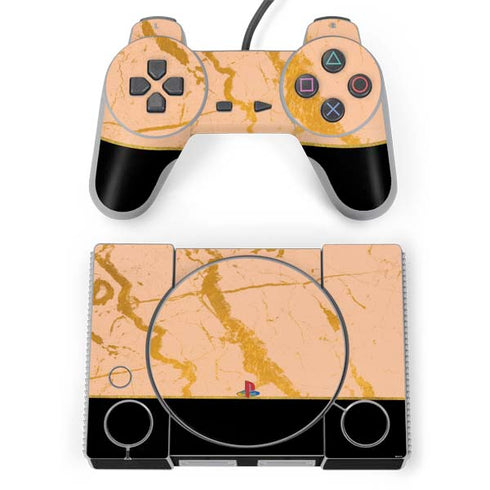 Pink Gold and Black Marble PlayStation Classic Bundle Skin