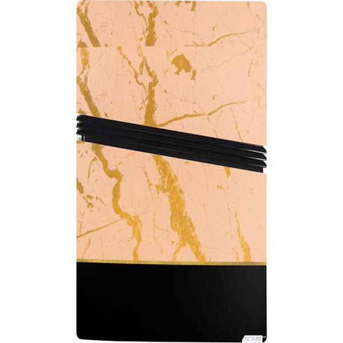 Pink Gold and Black Marble PS5 Pro Console Skin
