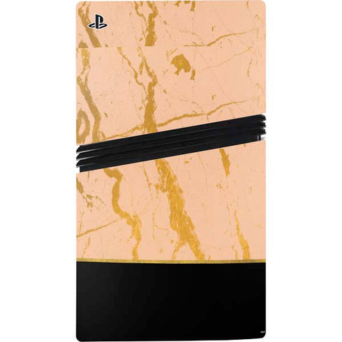 Pink Gold and Black Marble PS5 Pro Disk Bundle Skin