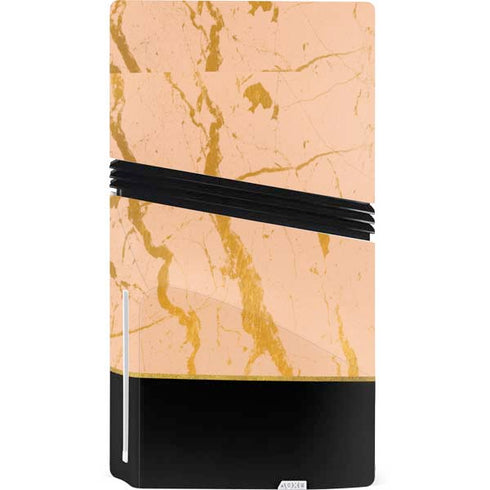Pink Gold and Black Marble PS5 Pro Disk Console Skin
