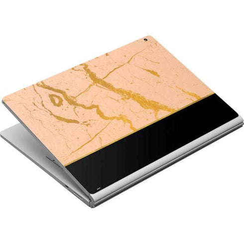 Pink Gold and Black Marble Surface Book Skin