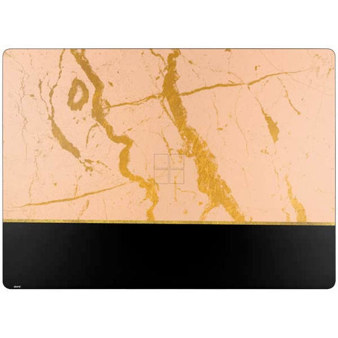 Pink Gold and Black Marble Surface Laptop 7 13.8in Skin