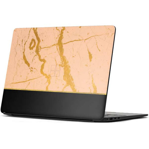 Pink Gold and Black Marble Surface Laptop 7 15in Skin