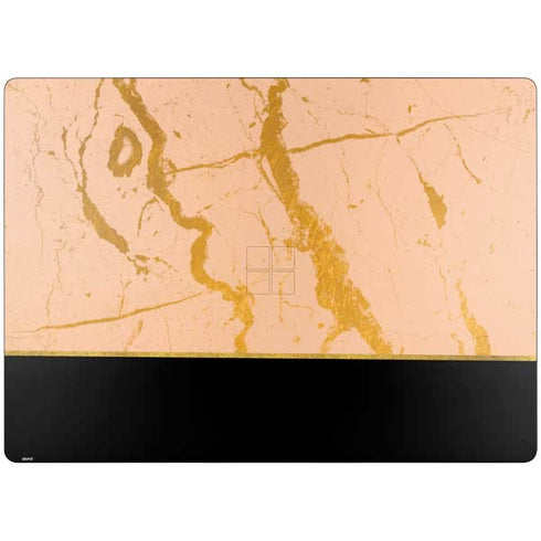 Pink Gold and Black Marble Surface Laptop 7 15in Skin