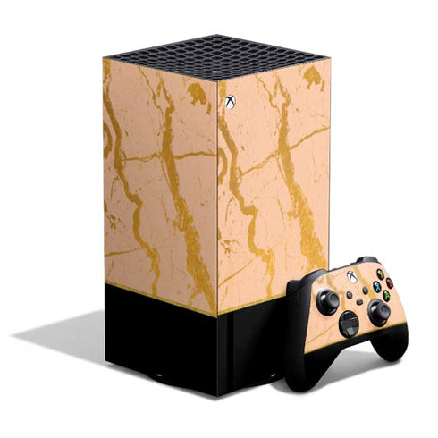 Pink Gold and Black Marble XBox Series X Digital Edition Bundle Skin