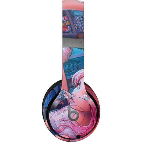 Pink Hair Anime Gamer Girl by Ivy Dolamore Beats Solo 4 Wireless Headphones Skin