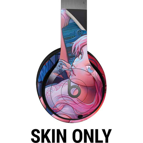Pink Hair Anime Gamer Girl by Ivy Dolamore Beats Solo 4 Wireless Headphones Skin