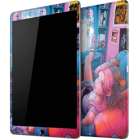 Pink Hair Anime Gamer Girl by Ivy Dolamore iPad Skins